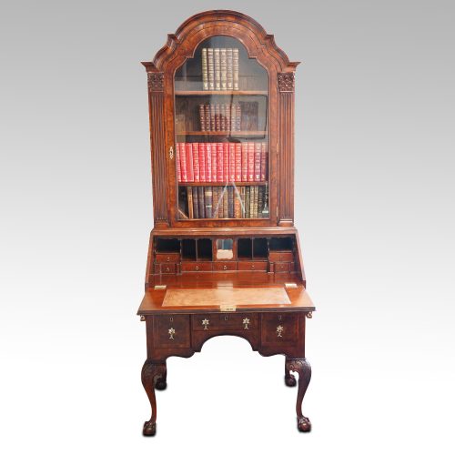 Georgian stlye walnut bureau bookcase fall open