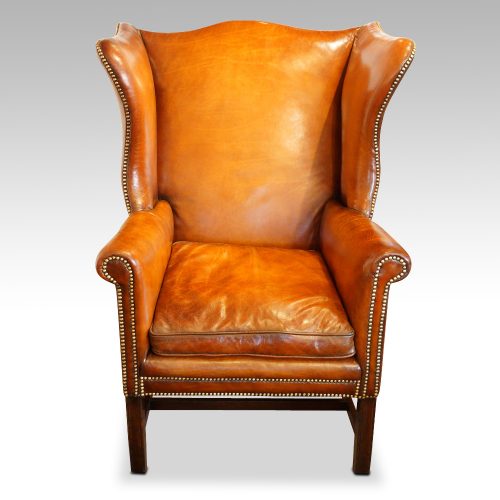 Georgian style leather wing chair
