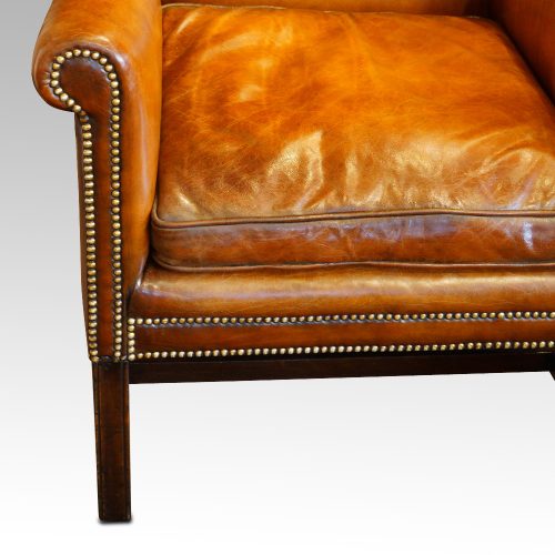 Georgian style leather wing chair arm