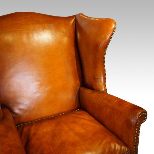Georgian style leather wing chair back
