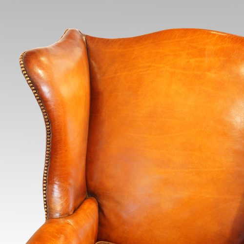 Georgian style leather wing chair headrest