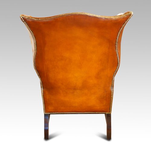 Georgian style leather wing chair rear