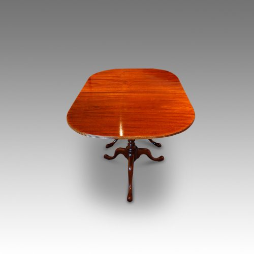 Georgian style mahogany twin pillar dining table end view closed