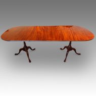 Georgian style mahogany twin pillar dining table side view