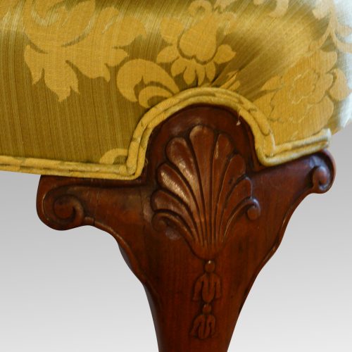 Queen Anne style wing chair leg detail