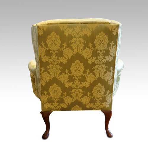 Queen Anne style wing chair rear