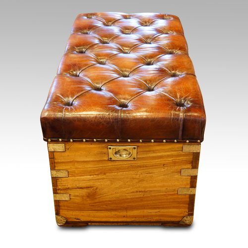 Victorian camphor campaign ottoman end sunken handle