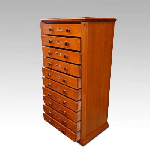 Victorian teak Wellington chest drawers