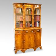 Walnut small breakfront bookcase