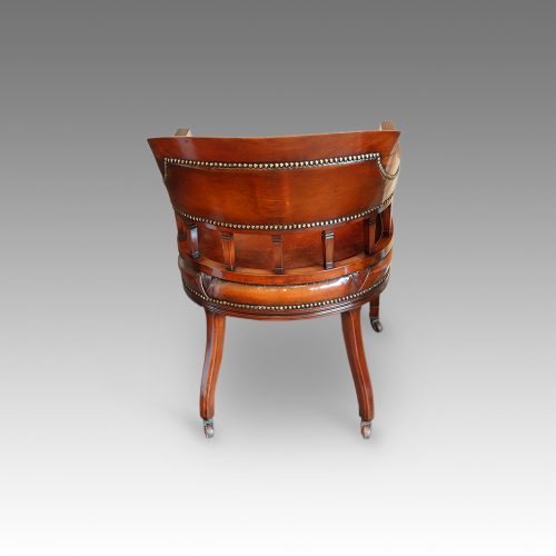 Edwardian mahogany desk chair rear