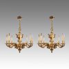 Pair of bronze chandeliers