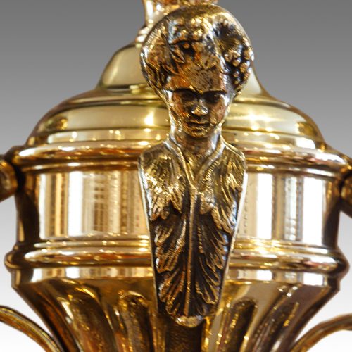 Pair of bronze chandeliers detail figure