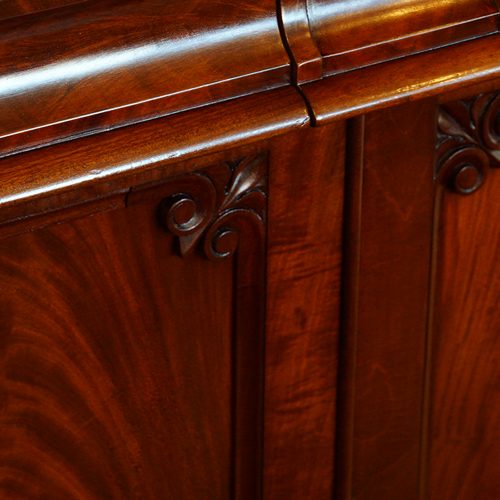 Victorian mahogany chiffonier sideboard door detail