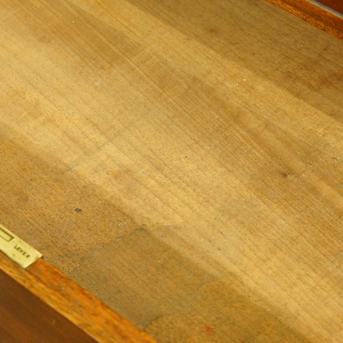 Victorian mahogany pedestal desk drawer interior