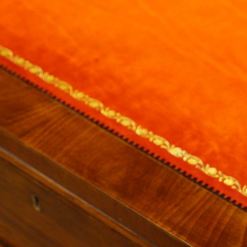 Victorian mahogany pedestal desk edge detail