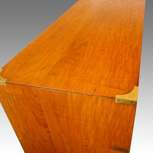 Victorian satinwood military chest top side