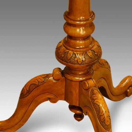 Victorian walnut wine table column detail