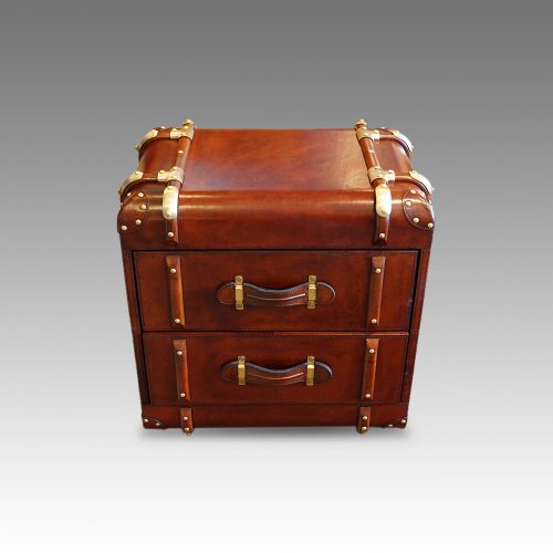 Custom made limited edition leather luggage bedside chest