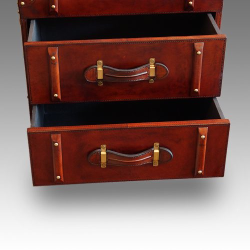Custom made limited edition leather luggage bedside chest drawers