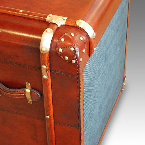 Custom made limited edition leather luggage bedside chest rear