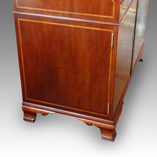 Edwardian inlaid mahogany bureau with cupboard side detail