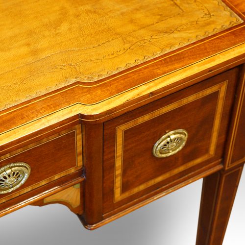 Edwardian inlaid mahogany writing table banding