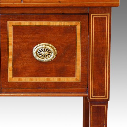 Edwardian inlaid mahogany writing table drawer