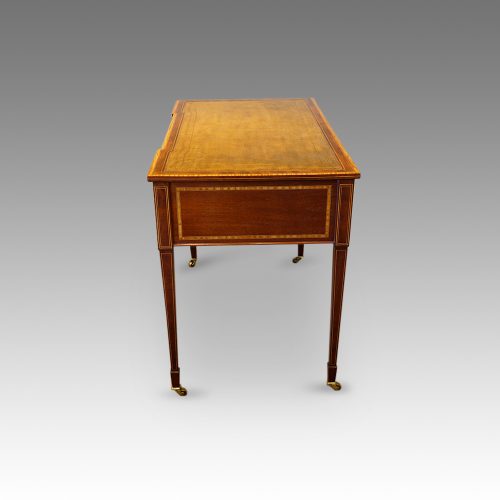 Edwardian inlaid mahogany writing table end