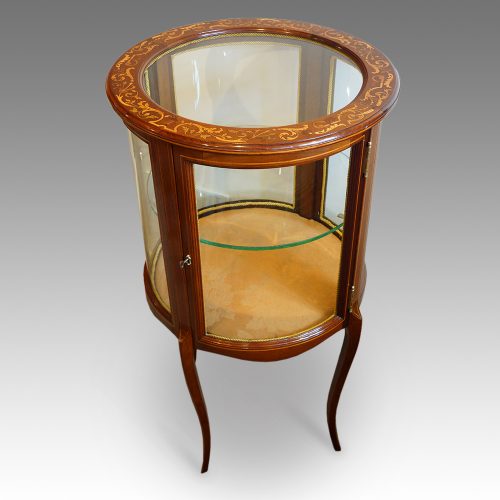 Edwardian mahogany circular bijouterie cabinet