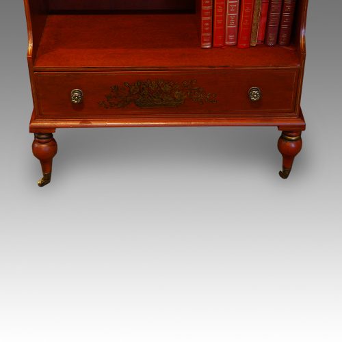 Pair painted waterfall bookcases front legs