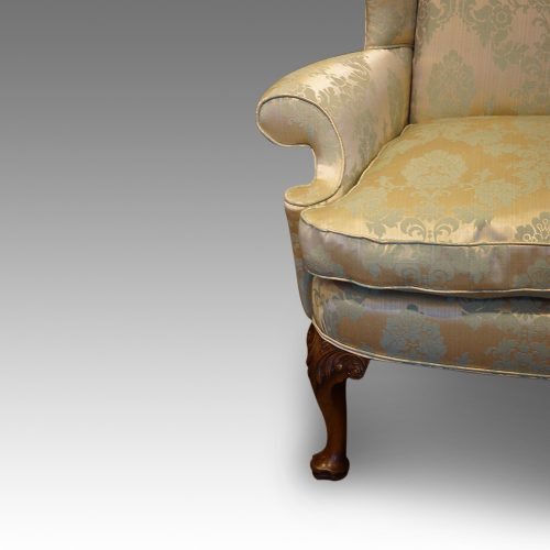 Queen Anne style wing-chair arm