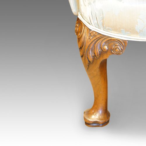 Queen Anne style wing-chair leg