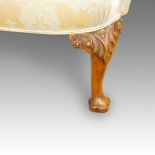 Queen Anne style wing-chair leg detail