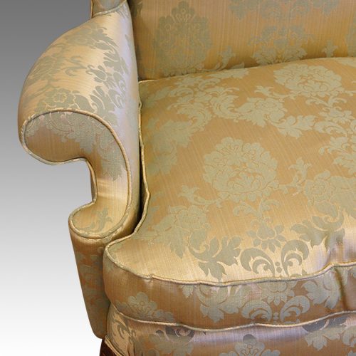 Queen Anne style wing-chair scroll arm