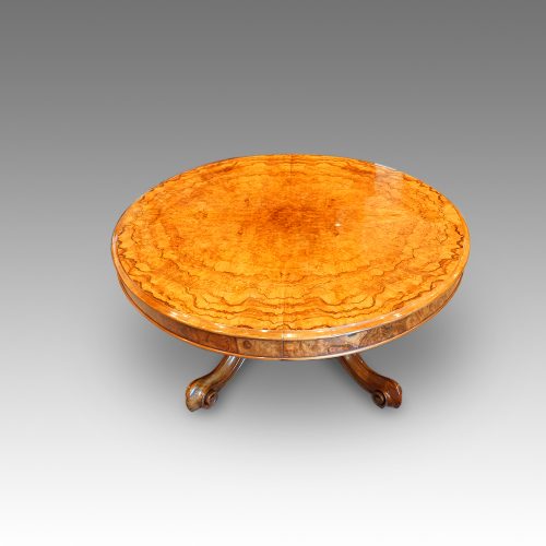 Victorian burr walnut coffee tableend detail