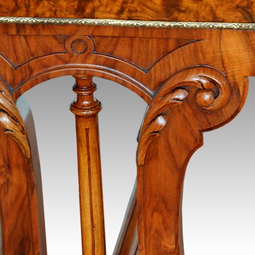 Victorian burr walnut writing table with Jasperware panels detail end