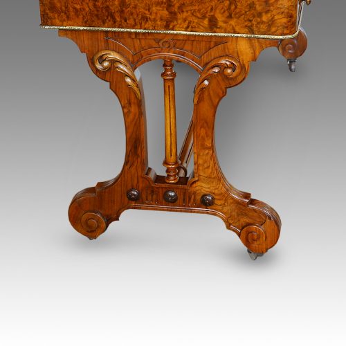 Victorian burr walnut writing table with Jasperware panels end support