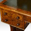 Victorian burr walnut writing table with Jasperware panels knobs