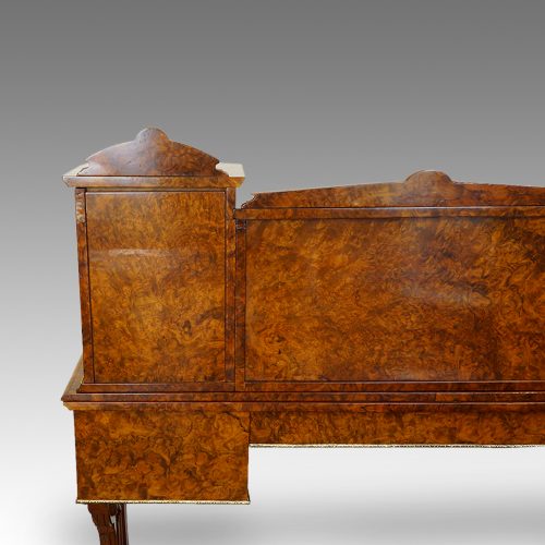 Victorian burr walnut writing table with Jasperware panels rear end