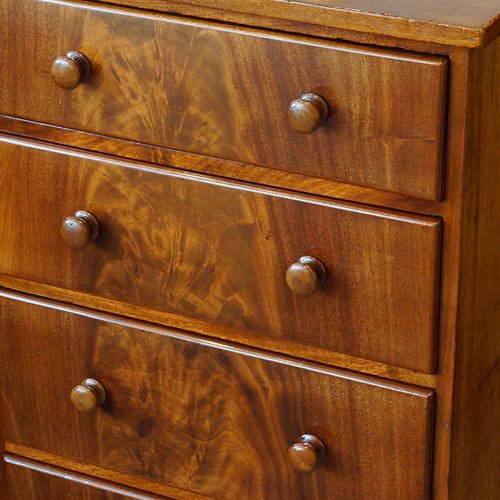 Victorian mahogany narrow flight of drawers front