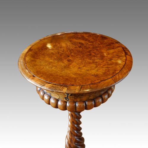 Victorian walnut circular workbox top