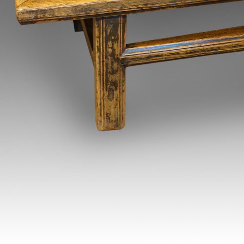 Antique elm coffee table leg detail
