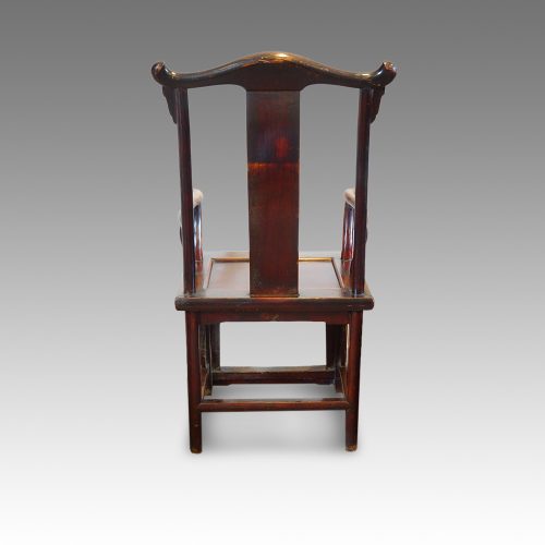 Pair of Chinese elm yoke chairs rear