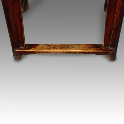 Pair of Chinese elm yoke chairs stretcher