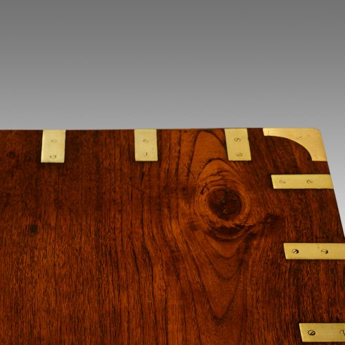 Victorian brass bound military chest top detail