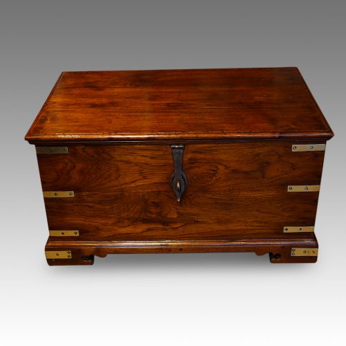 Victorian teak brass bound military chest