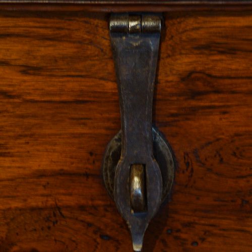 Victorian teak brass bound military chest hasp