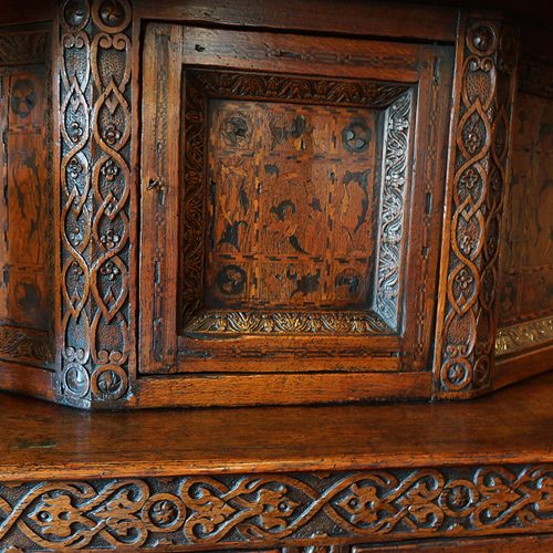 Antique oak court cupboard central cupboard