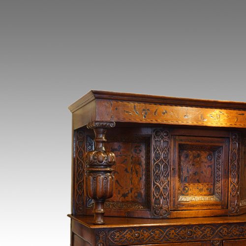 Antique oak court cupboard corner