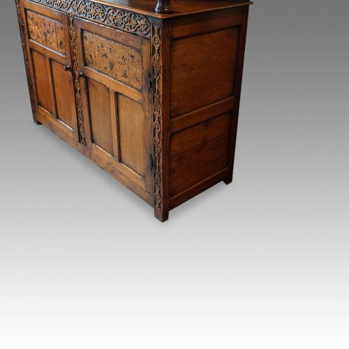 Antique oak court cupboard end